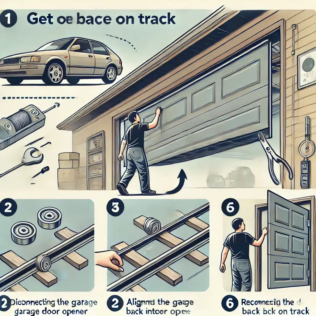how to get garage door back on track