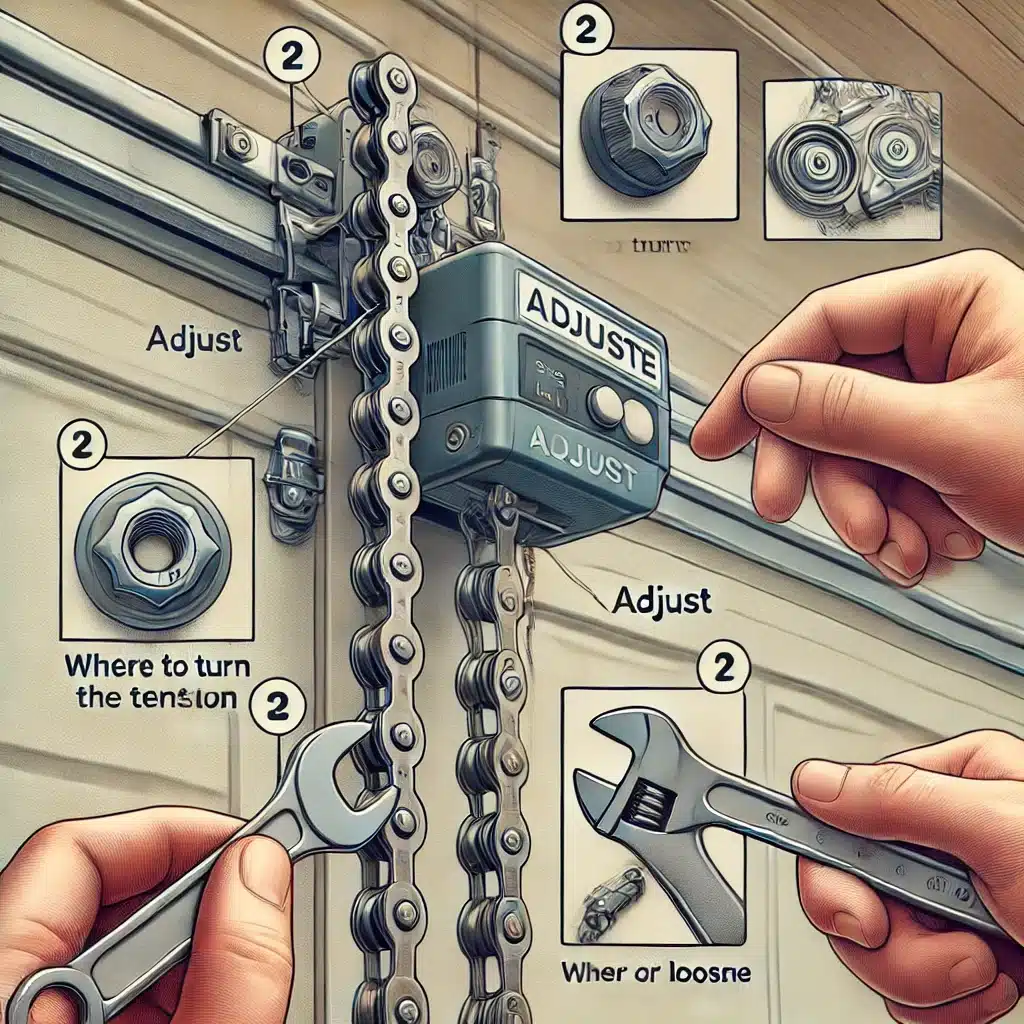 how to adjust garage door chain